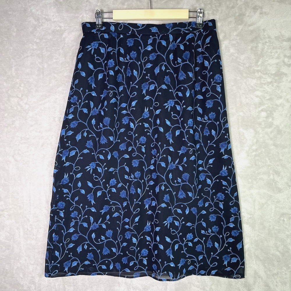 Vintage Tokyo Style Delice Sports Maxi Skirt Blue Floral Cottagecore Whimsigoth